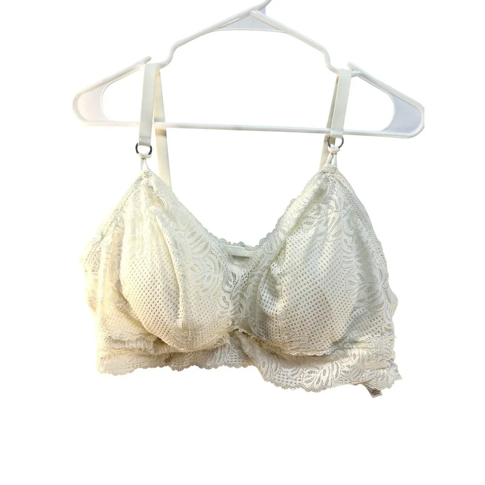 Aerie‎ Lace Bralette Women's Size XXL Cream Wireless Intimates Lounge
